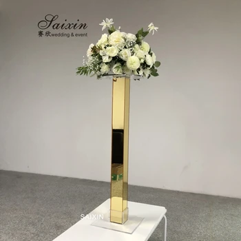 ZT-564 Ayna altın akrilik ayağı çiçek standı düğün masa dekoratif