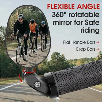 Batı BİSİKLET Bisiklet Aynası E-Bisiklet Gidon Dikiz Aynası 360 Derece Ayarlanabilir Dönebilen Güvenli Geniş Açı HD Bisiklet Yan Aynalar