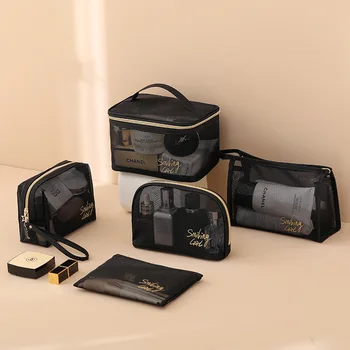 Örgü Kozmetik Çantası Makyaj Çantaları Fermuarlı Kese kalem kutusu Ofisler Seyahat Depolama Kadın Tuvalet Küçük Çanta Makyaj masa düzenleyici
