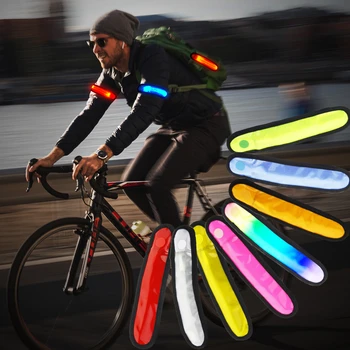 LED Bisiklet Güvenlik uyarı ışığı Yansıtıcı Şerit Açık Spor Koşu Bileklik Kol Bandı Bisiklet Bağlama Pantolon El Bacak Kayışı