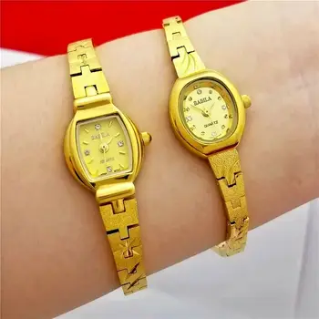 Yeni altın kadın izle altın kol saati japon quartz saat sevgililer günü hediyesi için kız arkadaşı seviyor oyma desen kakma elmas